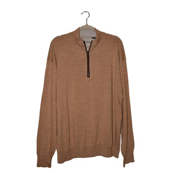 ORVIS $130 Beige Half Zip Wool Pullover Mock Neck Long Sleeves Men's XXL